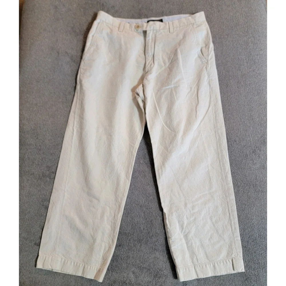 Banana Republic Men's Dawson 52% Linen 48% Cotton Beige Pants Size 35x30